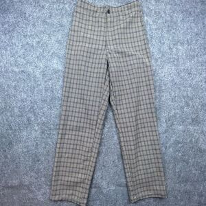 Brandy Melville Pants Women Small Tan Plaid Straight Leg Light Academia Preppy